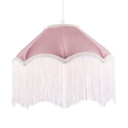 Rackhams Classic Chic Victorian Shape Pendant Light Shade in Blush Pink Velvet - thumbnail 1
