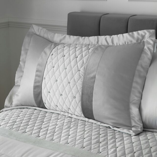 Rackhams Sequin Cluster Quilted Pillow sham Pair - Silver Grey - image 1