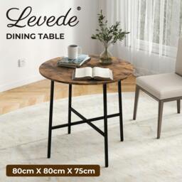 Rackhams Dining Table Round Kitchen 4 Person Coffee Restaurant Metal Base 80cm - thumbnail 2