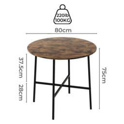 Rackhams Dining Table Round Kitchen 4 Person Coffee Restaurant Metal Base 80cm - thumbnail 3