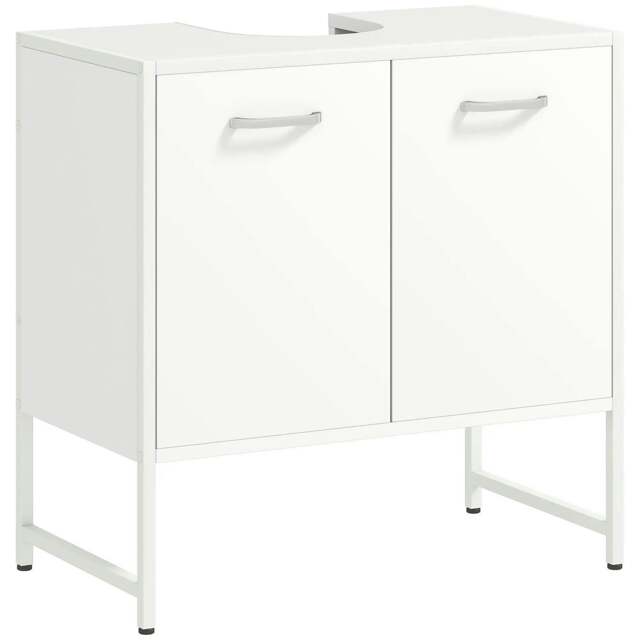 Rackhams Bathroom Vanity Unit, Under Sink Storage Cabinet with Soft-Close Doors for Basin without or with Pedestal, White