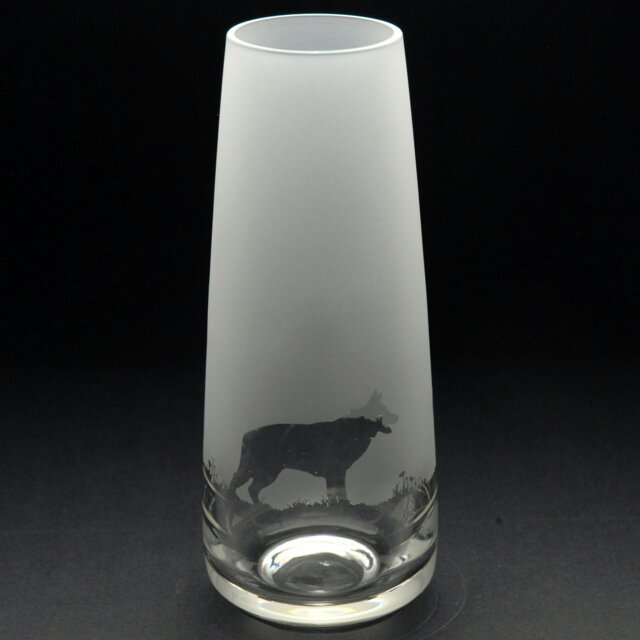 Rackhams German Shepherd Dog Glass Bud Vase - Hand Etched/Engraved Gift - image 1