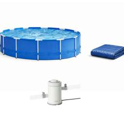 Rackhams 4-in-1 Intex 10 ft x 30in Metal Frame Pool Set with Filter Cartridge, Pump & Pool Cover - thumbnail 2