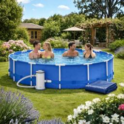 Rackhams 4-in-1 Intex 10 ft x 30in Metal Frame Pool Set with Filter Cartridge, Pump & Pool Cover - thumbnail 4
