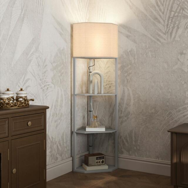 Rackhams Corner Modern Floor Lamp with Shelves for Living Room - image 1