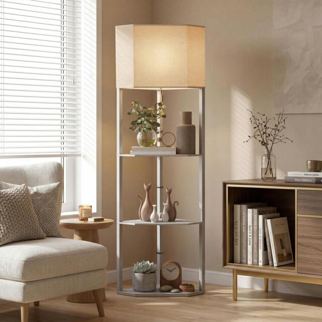 Rackhams Corner Modern Floor Lamp with Shelves for Living Room - image 1