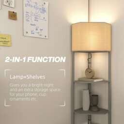 Rackhams Corner Modern Floor Lamp with Shelves for Living Room - thumbnail 5