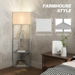 Rackhams Corner Modern Floor Lamp with Shelves for Living Room - thumbnail 6