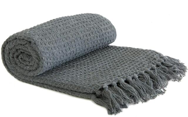 Rackhams Honeycomb Throw Cotton - Charcoal - 178x254cm - image 1