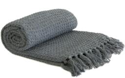 Rackhams Honeycomb Throw Cotton - Charcoal - 178x254cm - thumbnail 1
