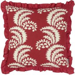 Rackhams Montrose Pleated Floral Cushion Cover - Redcurrant - 50cm x 50cm - Redcurrant - 100% Cotton - thumbnail 1