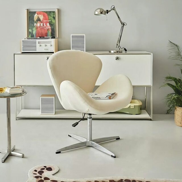 Rackhams Tane Swivel Office Chair, Cream Flannelette - image 1