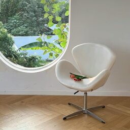 Rackhams Tane Swivel Office Chair, Cream Flannelette - thumbnail 5