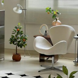 Rackhams Tane Swivel Office Chair, Cream Flannelette - thumbnail 4