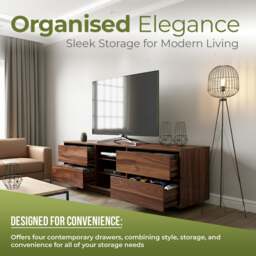 "Rackhams AVITUS Walnut with 4-Walnut Drawers for 32""-65"" LED/OLED/LCD TV Cabinet - FULLY ASSEMBLED" - thumbnail 4