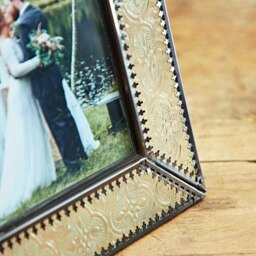 "Rackhams 6"" x 4"" Luna Recycled Glass and Antique Brass Metal Photo Frame - Glass" - thumbnail 5