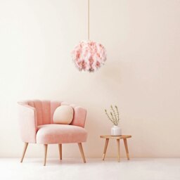 Rackhams Eye-Catching and Designer Small Pink Feather Decorated Pendant Lighting Shade - thumbnail 4