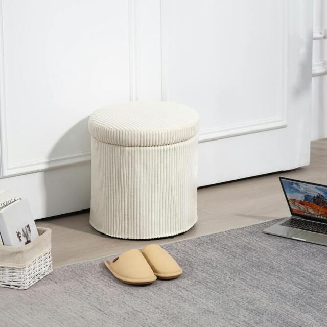 Rackhams Round Storage Ottoman with Lid, Vanity Stool with Storage - Storage Ottoman - image 1