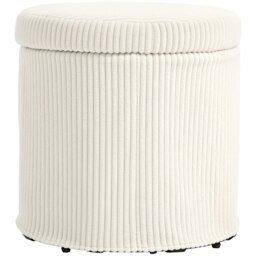 Rackhams Round Storage Ottoman with Lid, Vanity Stool with Storage - Storage Ottoman - thumbnail 3