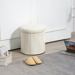 Rackhams Round Storage Ottoman with Lid, Vanity Stool with Storage - Storage Ottoman - thumbnail 2