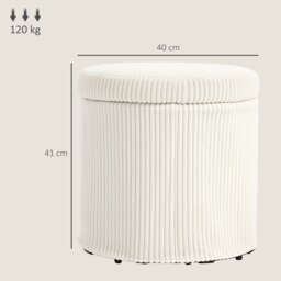 Rackhams Round Storage Ottoman with Lid, Vanity Stool with Storage - Storage Ottoman - thumbnail 4