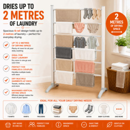 Rackhams Electric Heated Clothes Airer Dryer Rack 90W Indoor Free Standing Deluxe Energy Efficient - thumbnail 3
