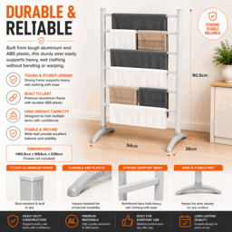 Rackhams Electric Heated Clothes Airer Dryer Rack 90W Indoor Free Standing Deluxe Energy Efficient - thumbnail 2