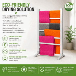 Rackhams Electric Heated Clothes Airer Dryer Rack 90W Indoor Free Standing Deluxe Energy Efficient - thumbnail 5