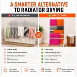 Rackhams Electric Heated Clothes Airer Dryer Rack 90W Indoor Free Standing Deluxe Energy Efficient - thumbnail 4