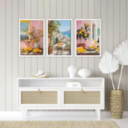 Rackhams Large Canvas For Living Room - Set of 3 Italian Lifestyle Wall art Prints - 20 x 30 in / 50 x 76 cm - Satin Photo paper 280 gsm - Oak Frame - thumbnail 6