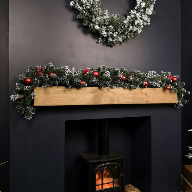 Rackhams Premier 180cm (6ft) Festive Red Dressed Christmas Garland With Bows And Red Baubles - image 1
