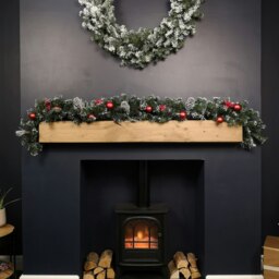 Rackhams Premier 180cm (6ft) Festive Red Dressed Christmas Garland With Bows And Red Baubles - thumbnail 2