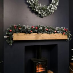 Rackhams Premier 180cm (6ft) Festive Red Dressed Christmas Garland With Bows And Red Baubles