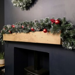 Rackhams Premier 180cm (6ft) Festive Red Dressed Christmas Garland With Bows And Red Baubles - thumbnail 3