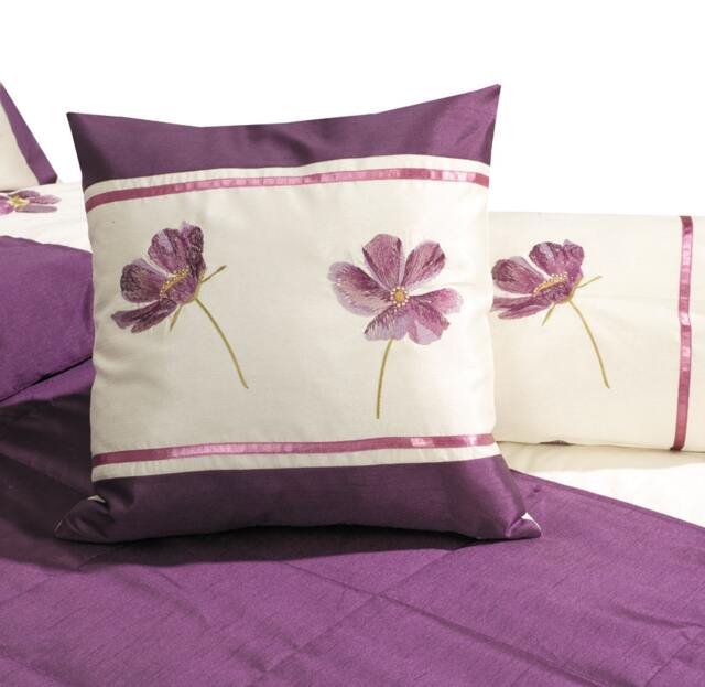 Rackhams Velvet Applique Soft Touch Cushion - 43cm x 43cm - Purple