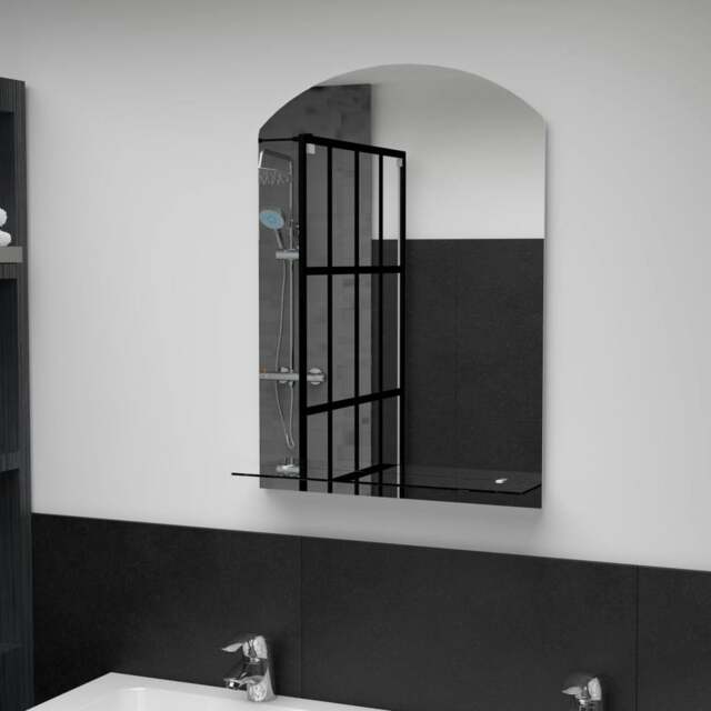 Rackhams Wall Mirror with Shelf 50x70 cm Tempered Glass - image 1