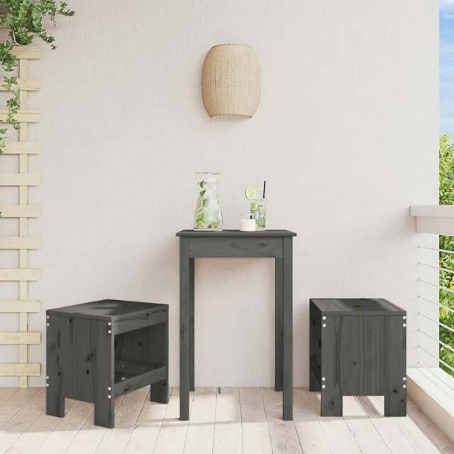 Rackhams Garden Stools 2 pcs Grey 40x36x45 cm Solid Wood Pine - image 1