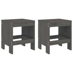 Rackhams Garden Stools 2 pcs Grey 40x36x45 cm Solid Wood Pine - thumbnail 2