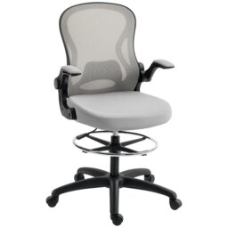Rackhams Draughtsman Chair Mesh Chair w/ Adjustable Footrest Ring, Grey - Charcoal grey - Yes - Draughtsman Chair - thumbnail 2