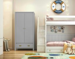 Rackhams Haven Wardrobe with 1 Drawer 2 Doors Dove Grey - Grey - thumbnail 2