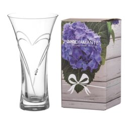 Rackhams Hearts Crystal Trumpet Vase Adorned with Swarovski Crystals - 22cm - Made From Premium Lead Free Crystal Glass
