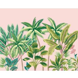 Rackhams Tropical Palm Trees Wall Mural - Pink - Medium - W300cm x H240cm - thumbnail 2
