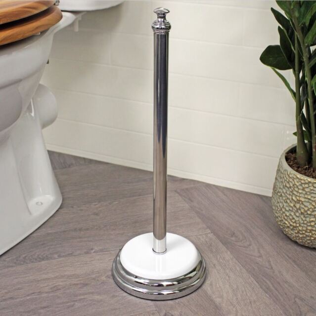 Rackhams Opera White/Chrome Freestanding Spare Toilet Roll Holder - image 1