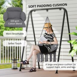 Rackhams Hammock Chair, Boho Hanging Swing Chair with Cushion, Dark Grey - thumbnail 4