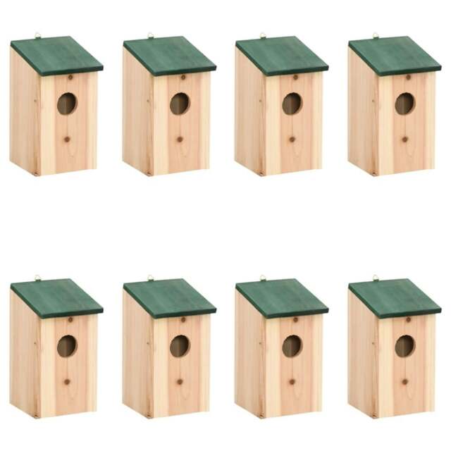 Rackhams Bird Houses 8 pcs Wood 12x12x22 cm