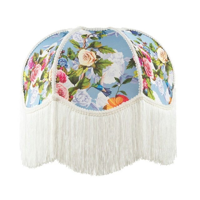 Rackhams Victorian Empire Lamp Shade in Sky Blue with Colourful Floral Decor - image 1