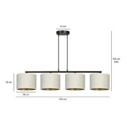 Rackhams HILDE Pendant lamp 4 x E27 Black with White Shade - thumbnail 5