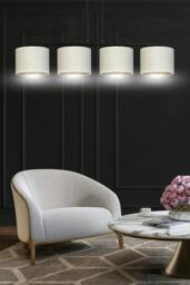 Rackhams HILDE Pendant lamp 4 x E27 Black with White Shade - thumbnail 6