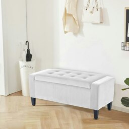 Rackhams Luna Velvet Storage Ottoman Bench - 92cm x 40cm - Silver - thumbnail 6