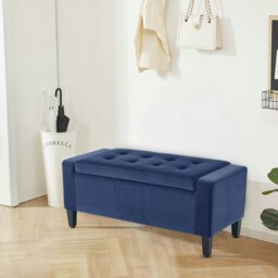 Rackhams Luna Velvet Storage Ottoman Bench - 92cm x 40cm - Silver - thumbnail 3